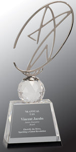 10" Clear/Black Crystal Award with Silver Metal Oval Star