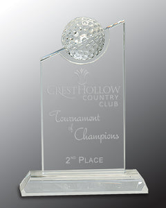 7 1/4" Clear Crystal with Inset Crystal Golf Ball on Clear Base
