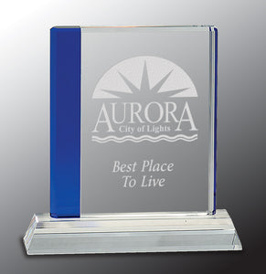 7 1/4" Blue Edge Crystal on Clear Base