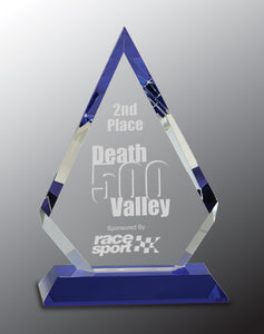 9" Clear Crystal Diamond on Blue Pedestal Base