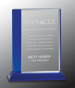 6 1/2" x 8" Blue Edge Crystal on Blue Base