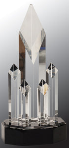 11" Clear Crystal 5 Rising Diamonds on Black Pedestal Base