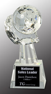 8" Clear Crystal Globe in Hand