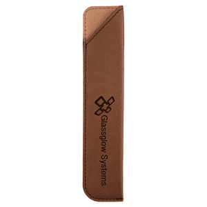 6 1/4" Dark Brown Laserable Leatherette Pen Sleeve
