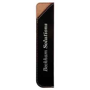 6 1/4" Black/Silver Laserable Leatherette Pen Sleeve