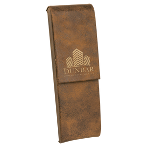 6 1/2" x 2" Rustic/Gold Laserable Leatherette Double Pen Case
