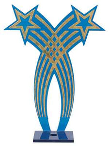 7 inch Blue/Gold Crossed Star Back
