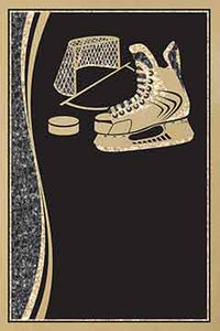 4" x 6" Black/Gold Hockey Brass Plated Steel Activity Plaque Plate