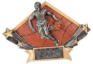 8 1/2" x 5 3/4" Male Basketball Diamond Star Resin