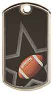 2" Black/Silver Football Laserable Star Dog Tag