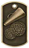 2" Antique Gold 3D Cheer Dog Tag