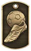 2" Antique Gold 3D Soccer Dog Tag