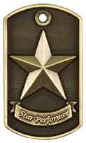 2" Antique Gold 3D Star Performer Dog Tag