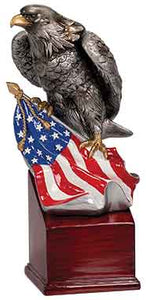 8 3/4" Eagle and Flag on Resin Base