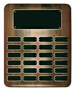 24 Plate Genuine Walnut Elliptical Edge Completed Perpetual Plaque