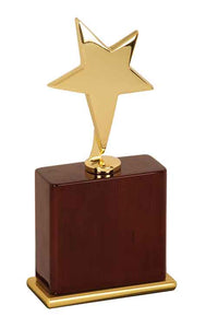 8" Gold Star Award on Rosewood Piano Finish Base