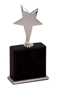 8" Silver Star Award on Black Piano Finish Base
