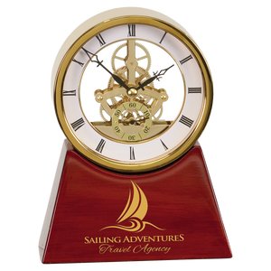 7 1/4" Executive Gold & Rosewood Piano Finish Clock