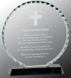 7 1/2" Round Facet Glass on Black Base