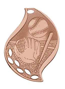 2 1/4" Antique Bronze Baseball/Softball Laserable Flame Medal