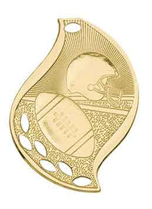 2 1/4" Bright Gold Football Laserable Flame Medal