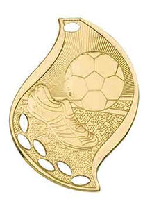 2 1/4" Bright Gold Soccer Laserable Flame Medal