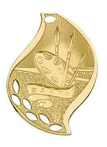 2 1/4" Bright Gold Art Laserable Flame Medal