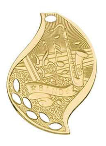 2 1/4" Bright Gold Band Laserable Flame Medal