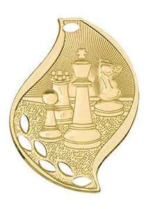 2 1/4" Bright Gold Chess Laserable Flame Medal