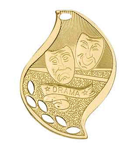 2 1/4" Bright Gold Drama Laserable Flame Medal