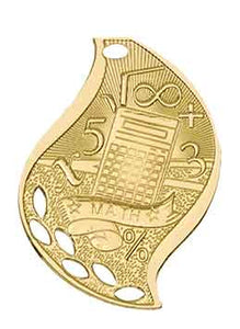2 1/4" Bright Gold Math Laserable Flame Medal