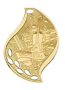 2 1/4" Bright Gold Orchestra Laserable Flame Medal