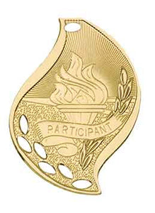 2 1/4" Bright Gold Participant Laserable Flame Medal
