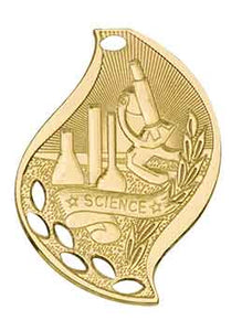 2 1/4" Bright Gold Science Laserable Flame Medal