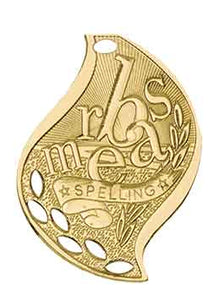 2 1/4" Bright Gold Spelling Laserable Flame Medal