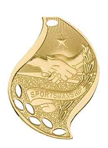 2 1/4" Bright Gold Sportsmanship Laserable Flame Medal