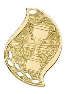 2 1/4" Bright Gold Victory Cup Laserable Flame Medal
