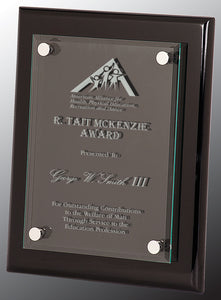 8" x 10" Black Piano Finish Floating Glass Plaque
