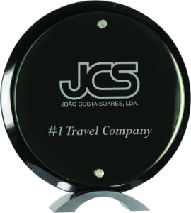 10" Round Black Piano Finish Floating Acrylic Standup