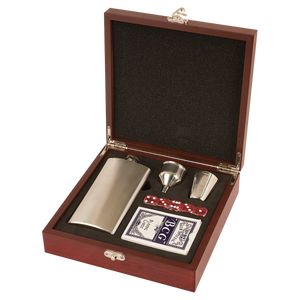 Rosewood Finish Flask Set