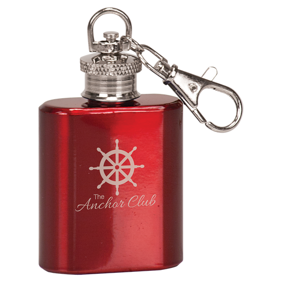 1 oz. Gloss Red Flask Keychain