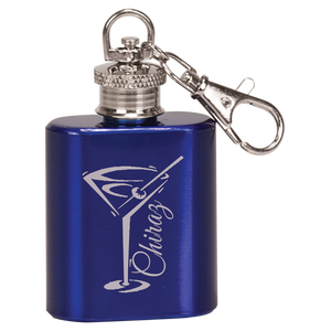 1 oz. Gloss Blue Flask Keychain
