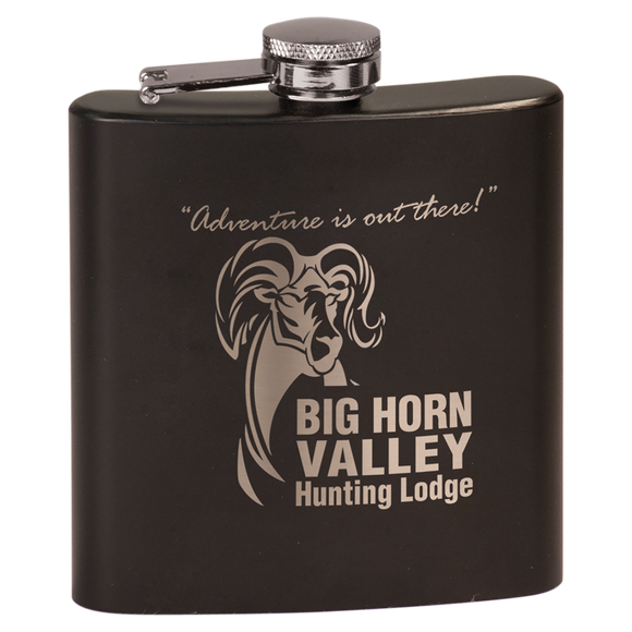 6 oz. Matte Green Powder Coated Laserable Stainless Steel Flask