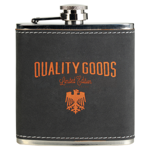 6 oz. Dark Gray/Orange Textured Stainless Steel Flask