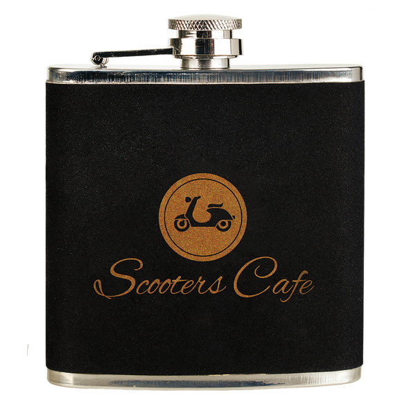 6 oz. Black Velvet/Gold Stainless Steel Flask