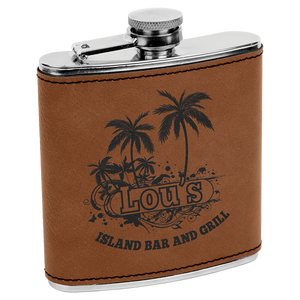 6 oz. Dark Brown Laserable Leatherette Stainless Steel Flask