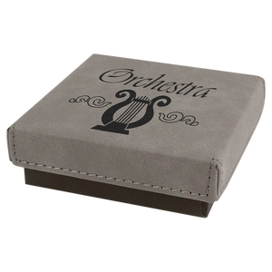 3 1/2" x 3 1/2" Gray Medal Box with Laserable Leatherette Lid