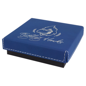 4" x 4" Blue/Silver Medal Box with Laserable Leatherette Lid