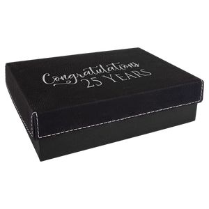 7 3 8" x 5 3/4" Black/Silver Gift Box with Laserable Leatherette Lid