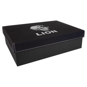 9 3/4" x 7" Black/Silver Gift Box with Laserable Leatherette Lid